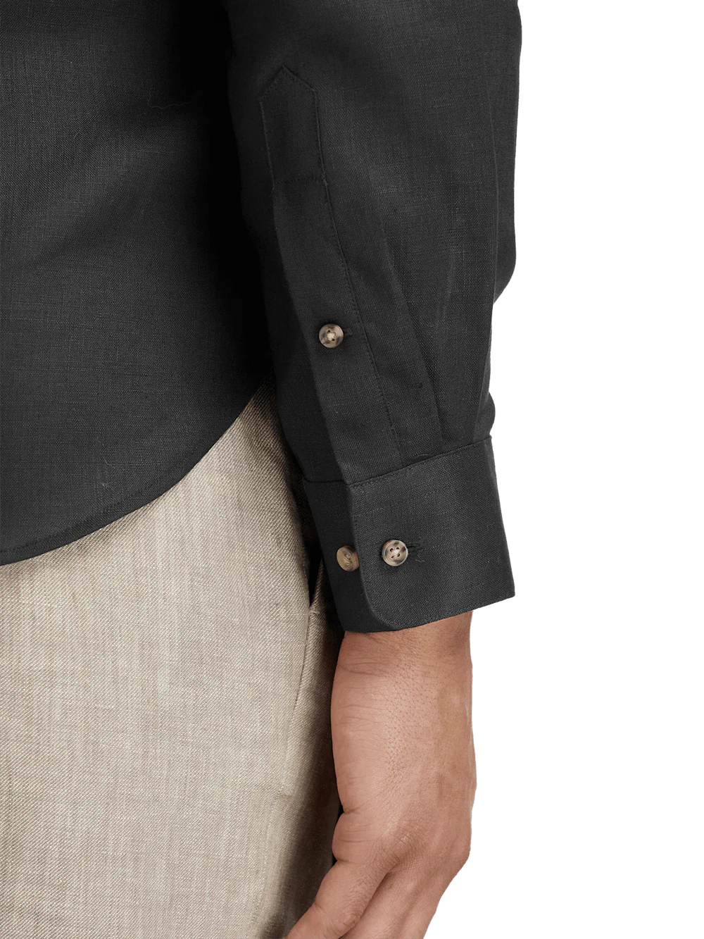 Linen Solid Casual Shirt - Black - Image 4