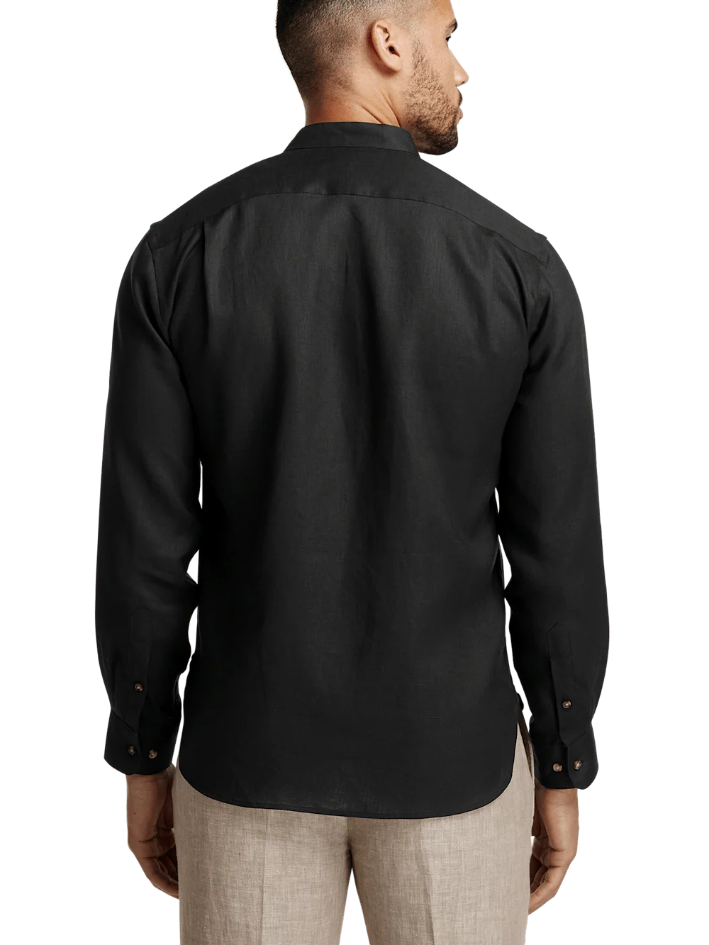 Linen Solid Casual Shirt - Black - Image 5