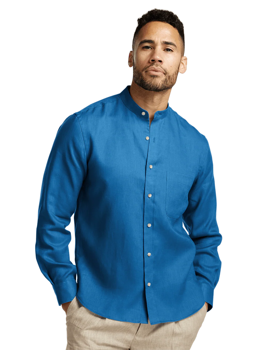 Linen Solid Casual Shirt - Dark Blue - Image 2