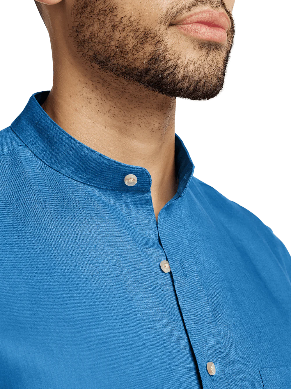 Linen Solid Casual Shirt - Dark Blue - Image 3