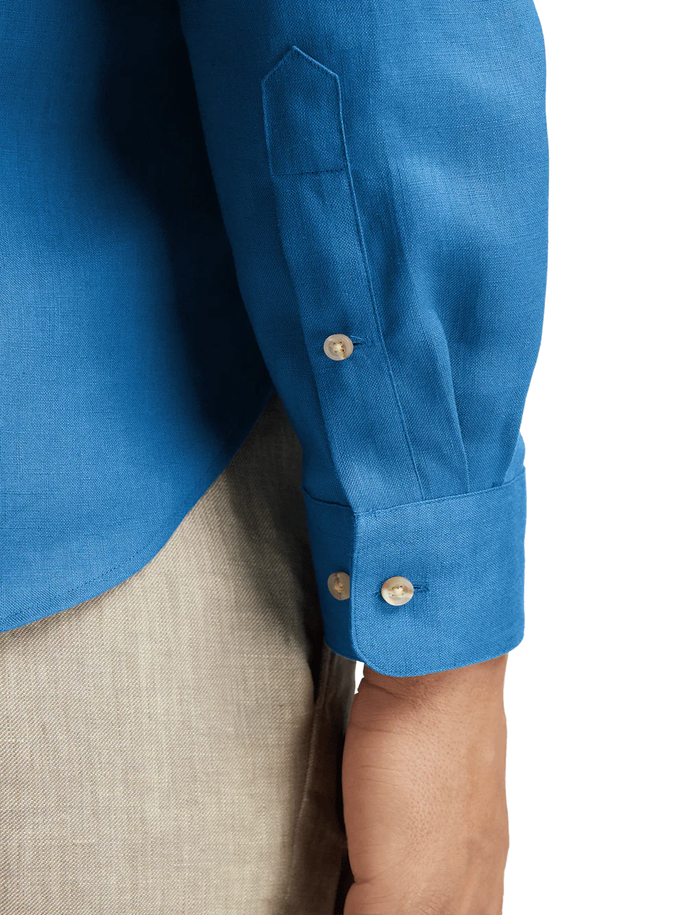 Linen Solid Casual Shirt - Dark Blue - Image 4