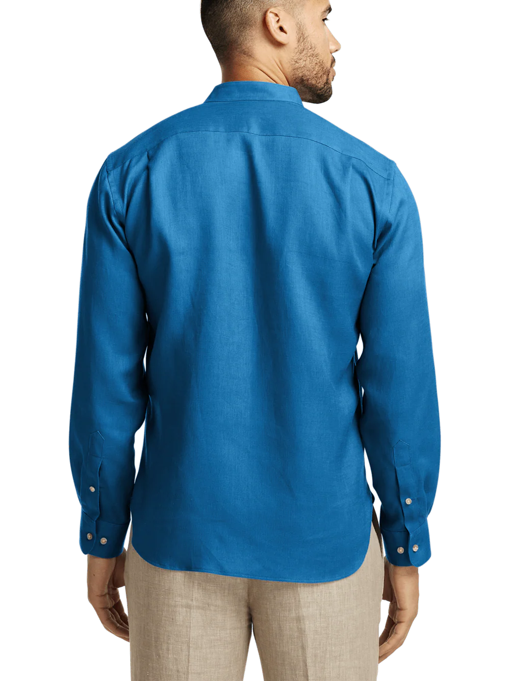 Linen Solid Casual Shirt - Dark Blue - Image 5