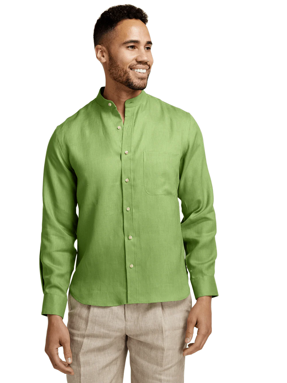 Linen Solid Casual Shirt - Green - Image 2