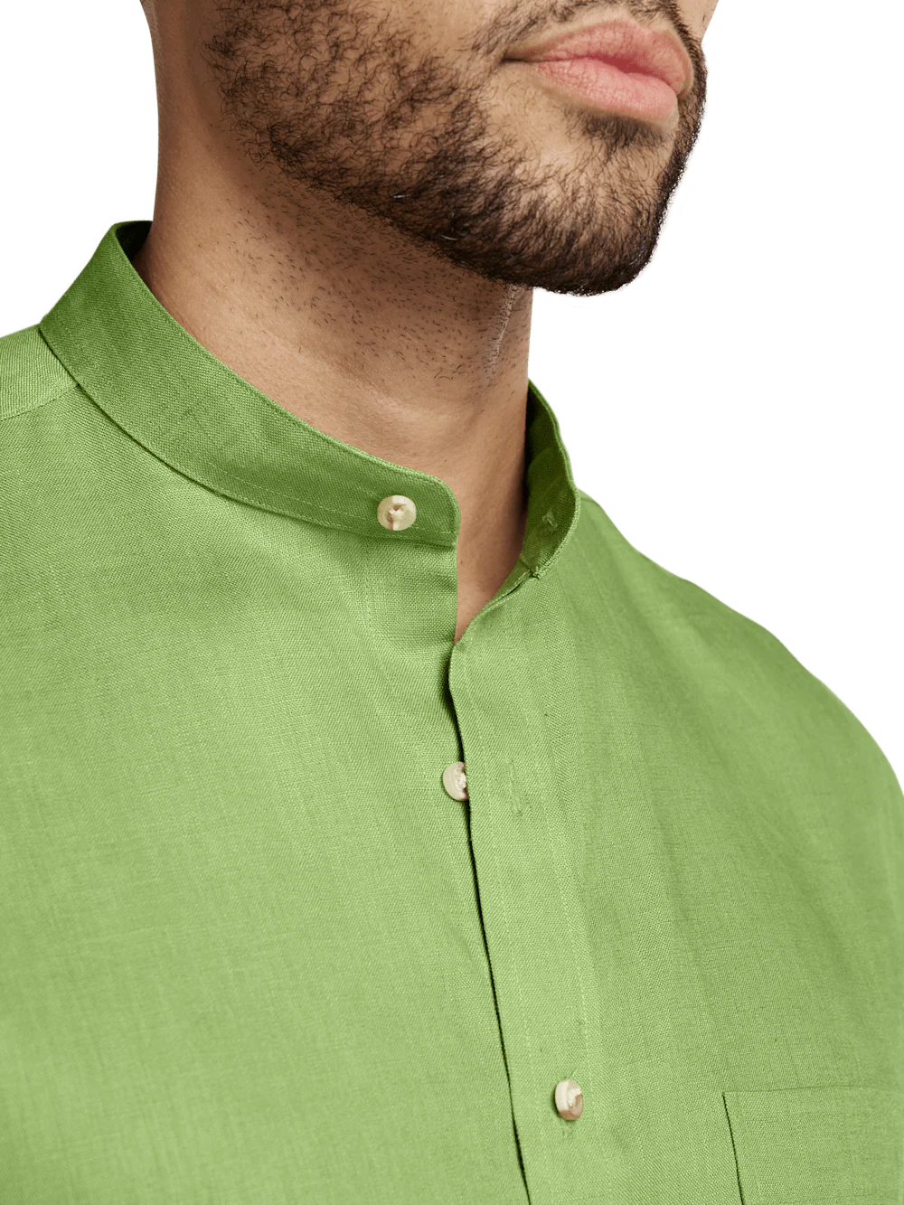 Linen Solid Casual Shirt - Green - Image 3