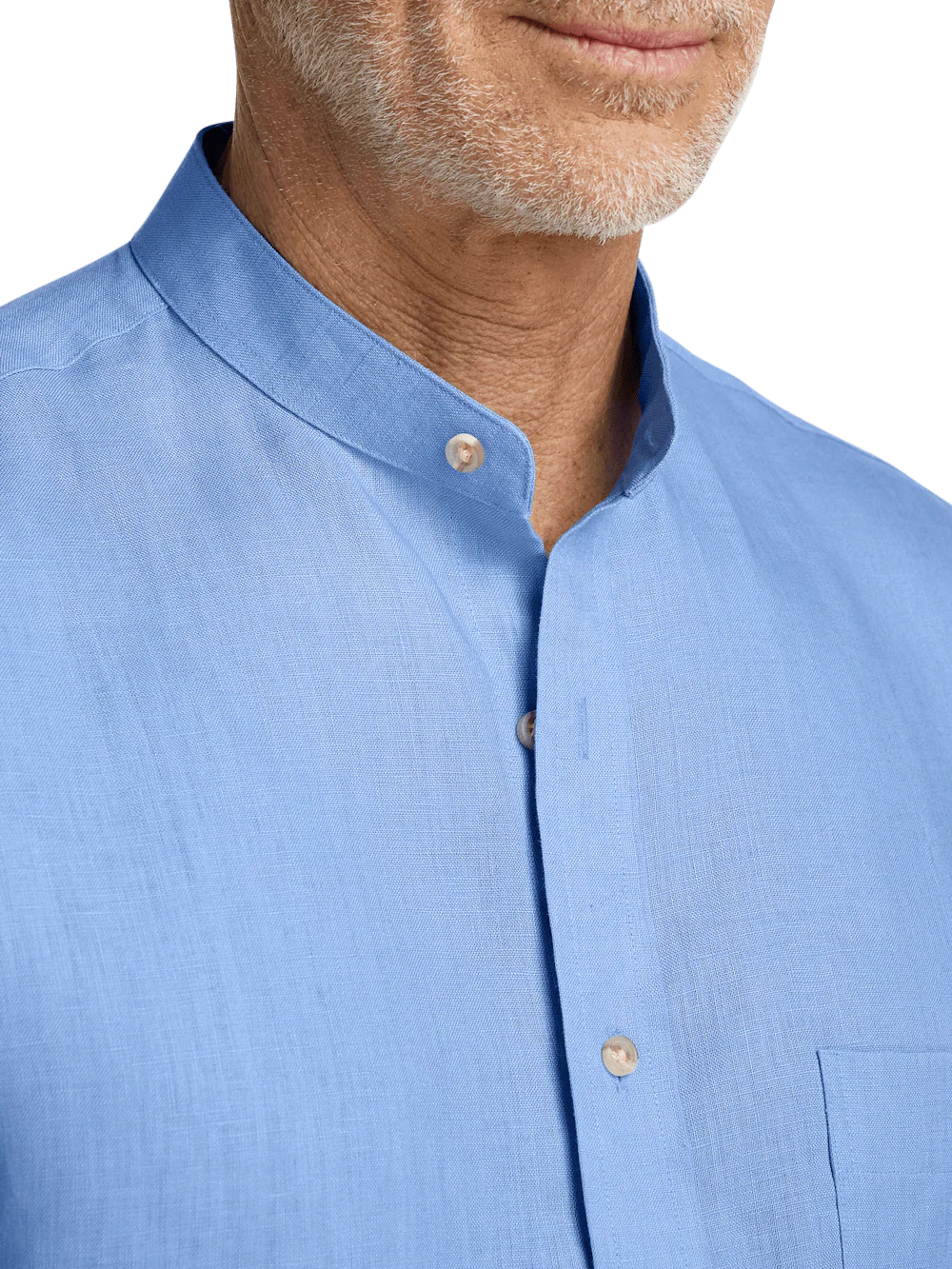 Linen Solid Casual Shirt - Light Blue - Image 3