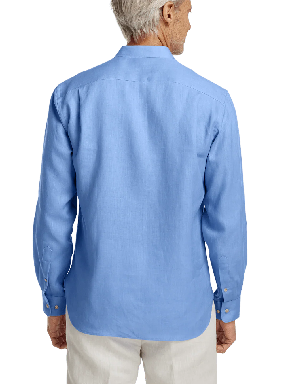 Linen Solid Casual Shirt - Light Blue - Image 5