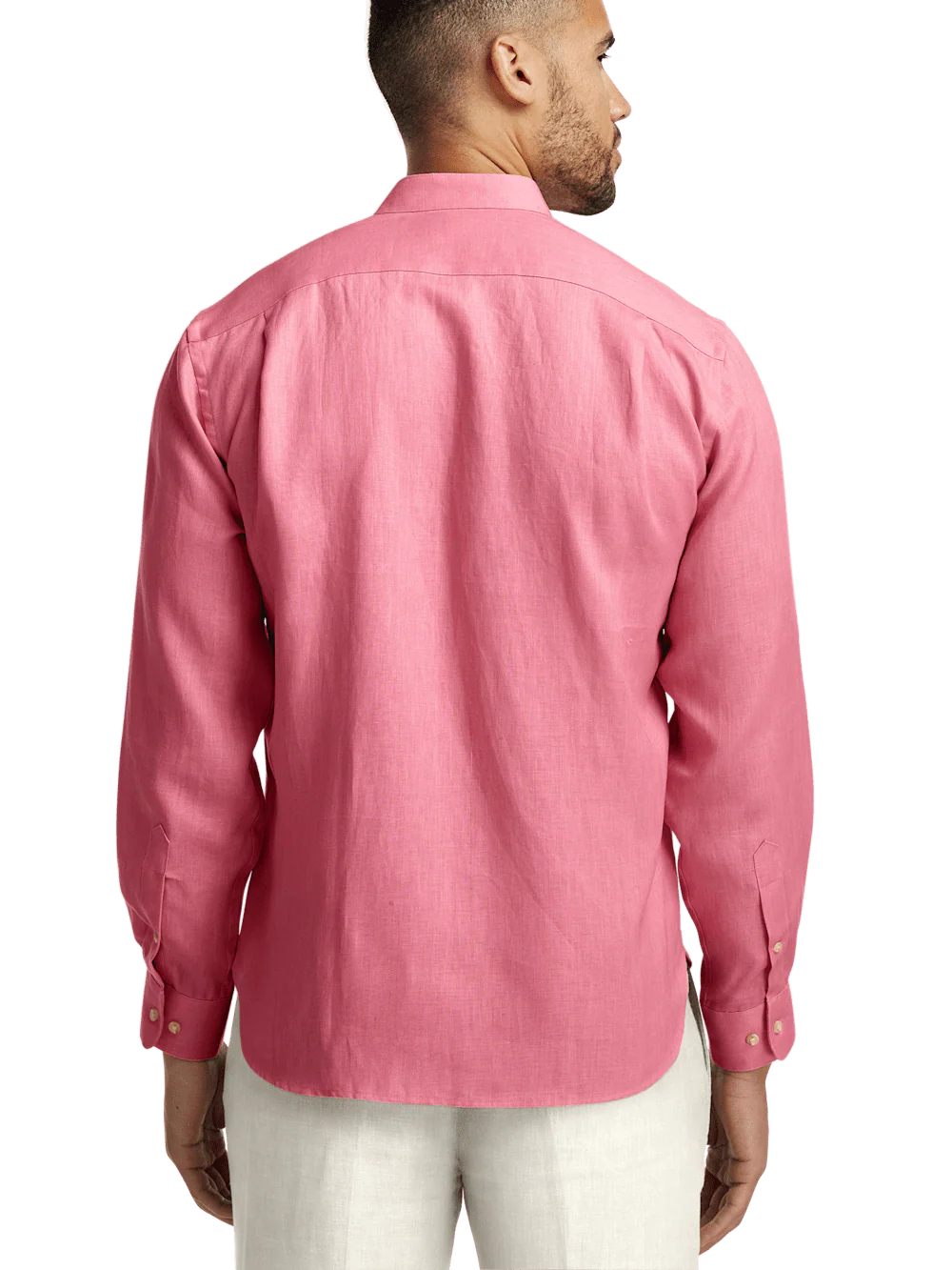 Linen Solid Casual Shirt - Pink - Image 5