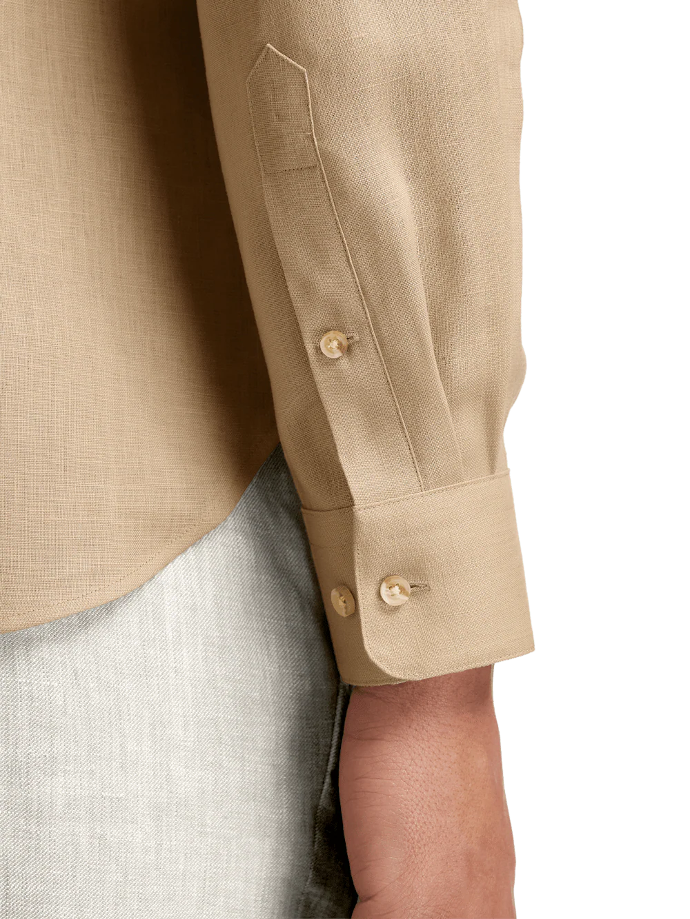 Linen Solid Casual Shirt - Tan - Image 4