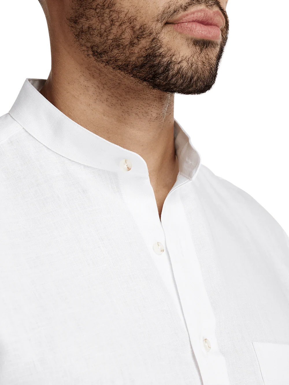 Linen Solid Casual Shirt - White - Image 3