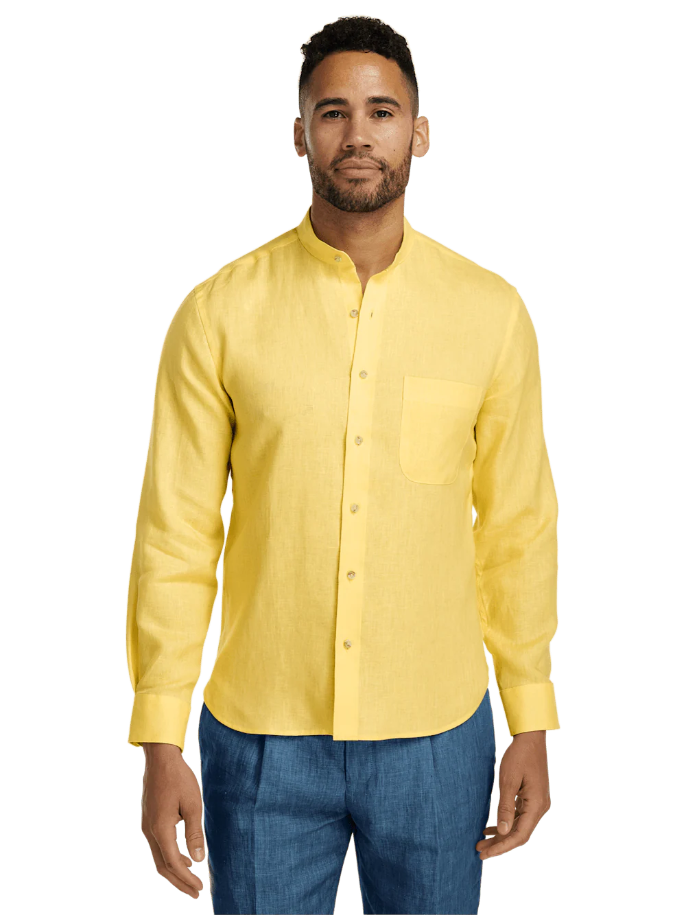 Linen Solid Casual Shirt - Yellow - Image 2