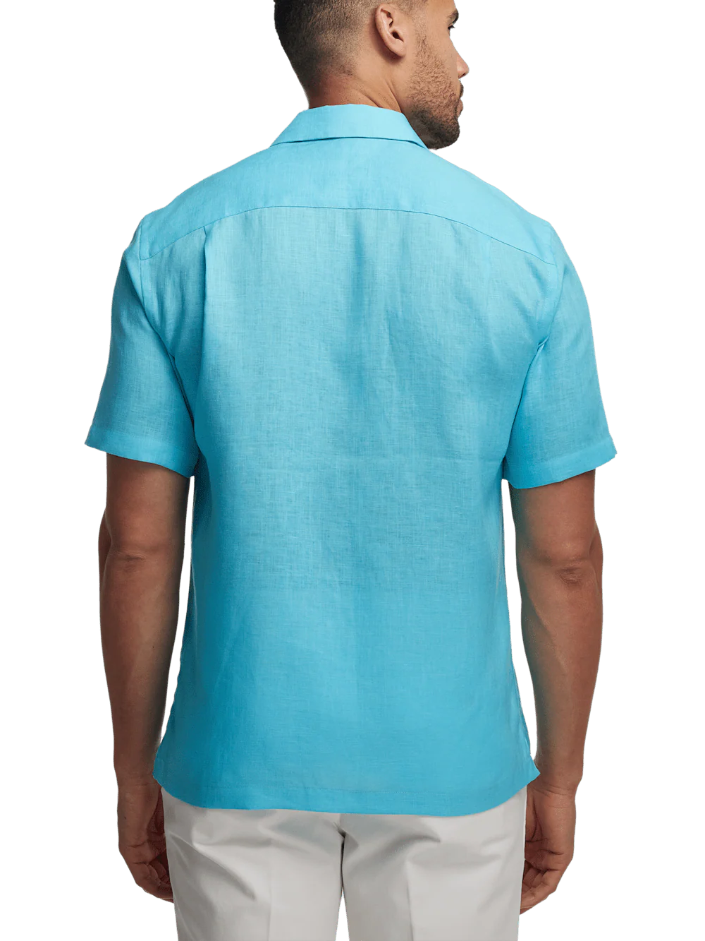 Linen Solid Casual Shirt - Aqua - Image 5