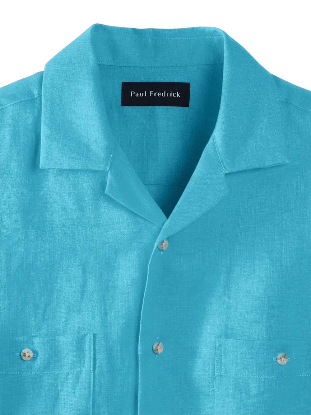Linen Solid Casual Shirt - Aqua - Image 6