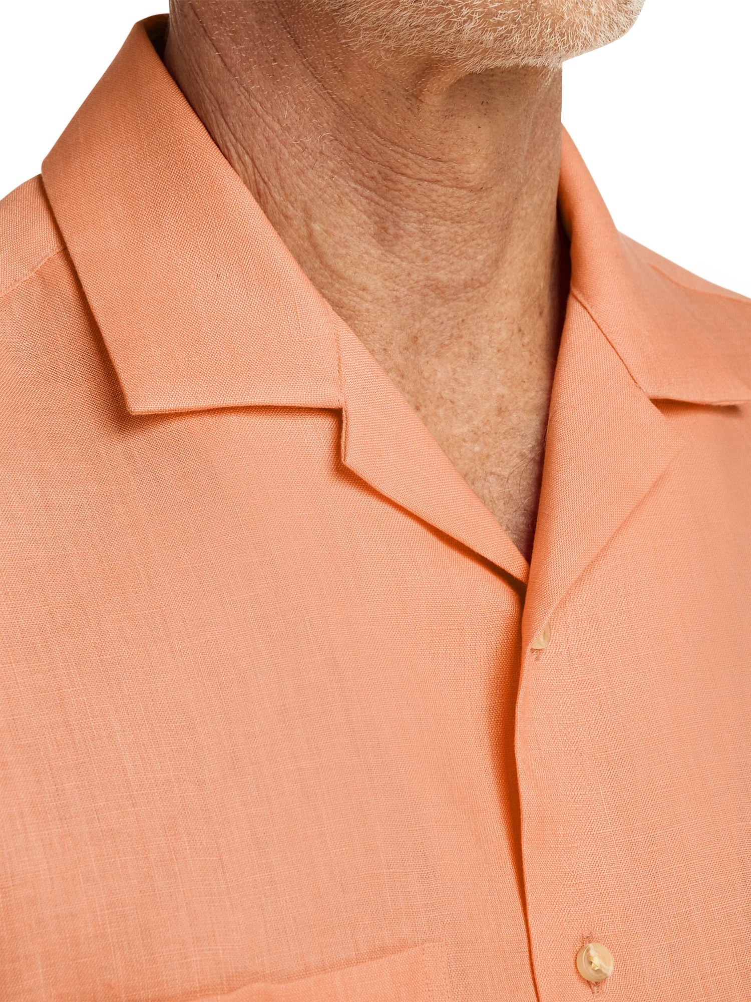 Linen Solid Casual Shirt - Coral - Image 3