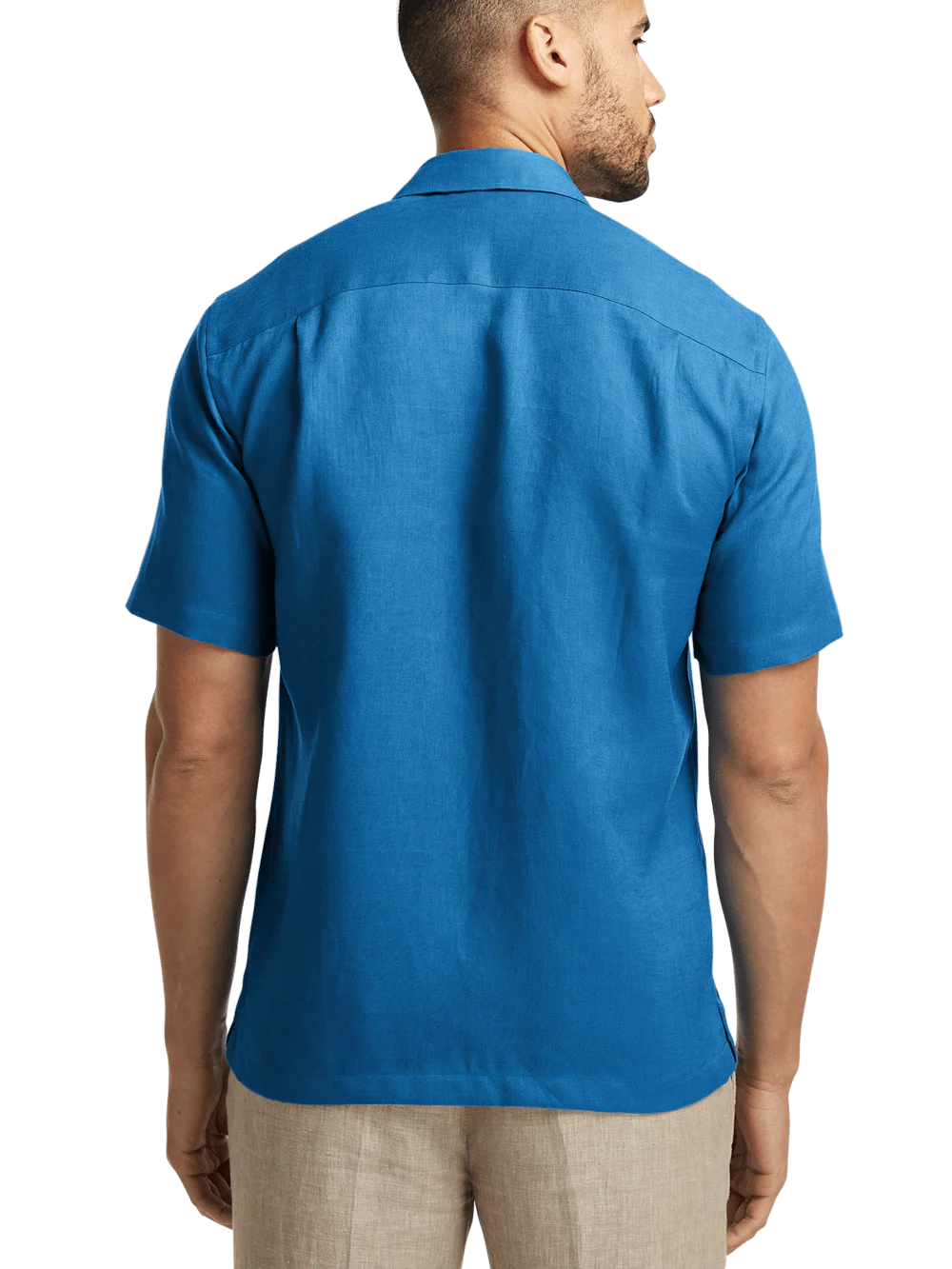 Linen Solid Casual Shirt - Dark Blue - Image 5