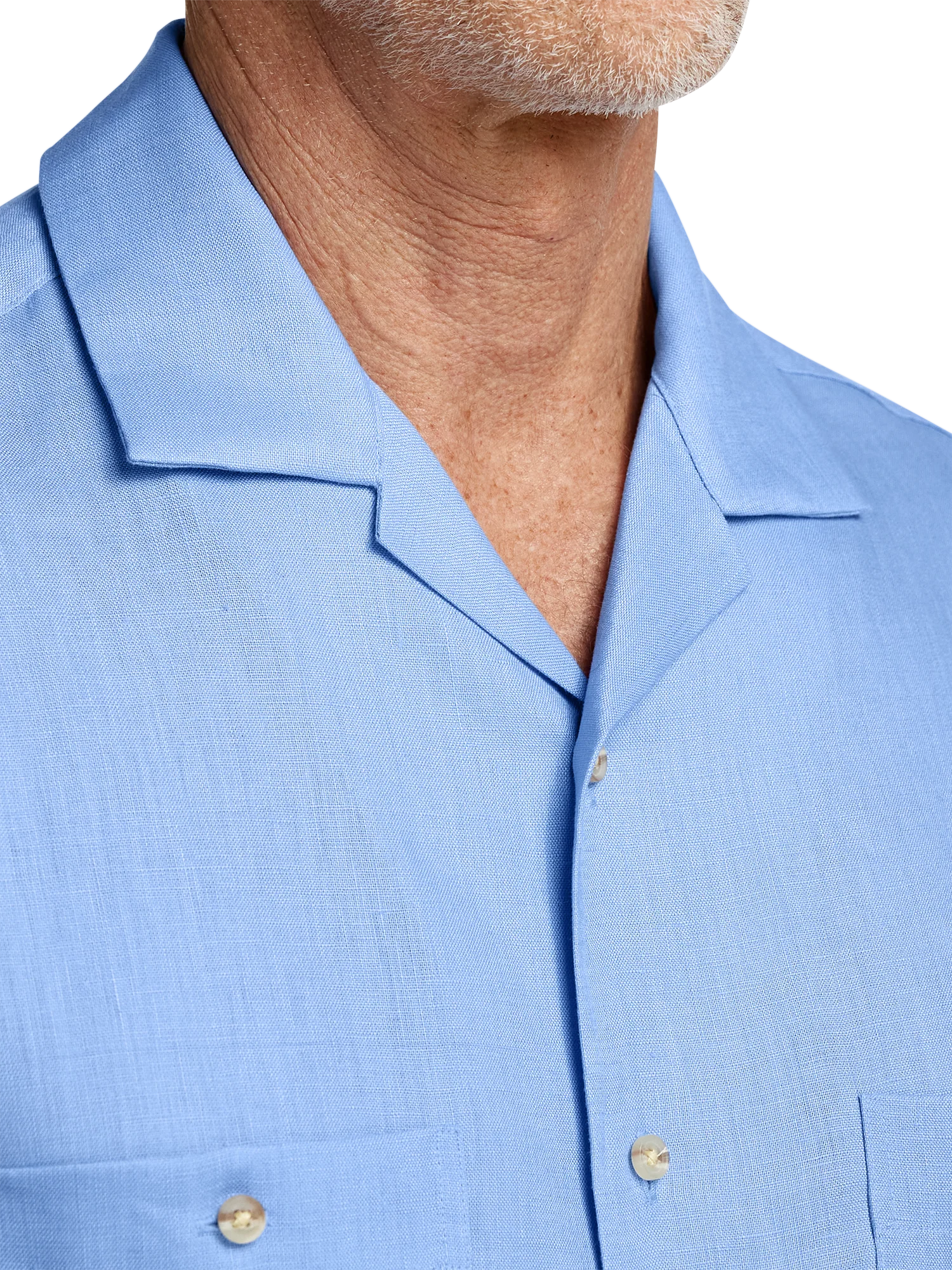 Linen Solid Casual Shirt - Light Blue - Image 3