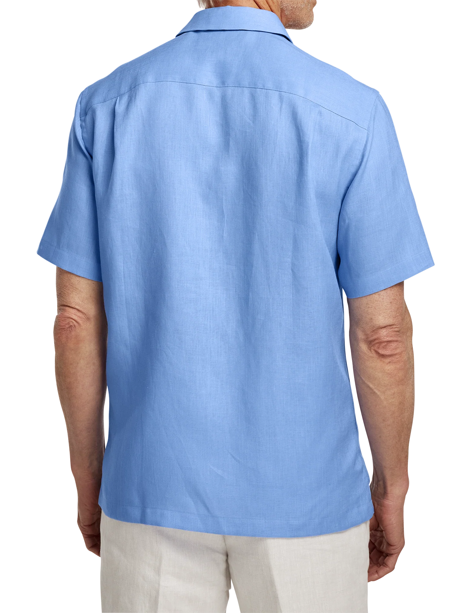 Linen Solid Casual Shirt - Light Blue - Image 5