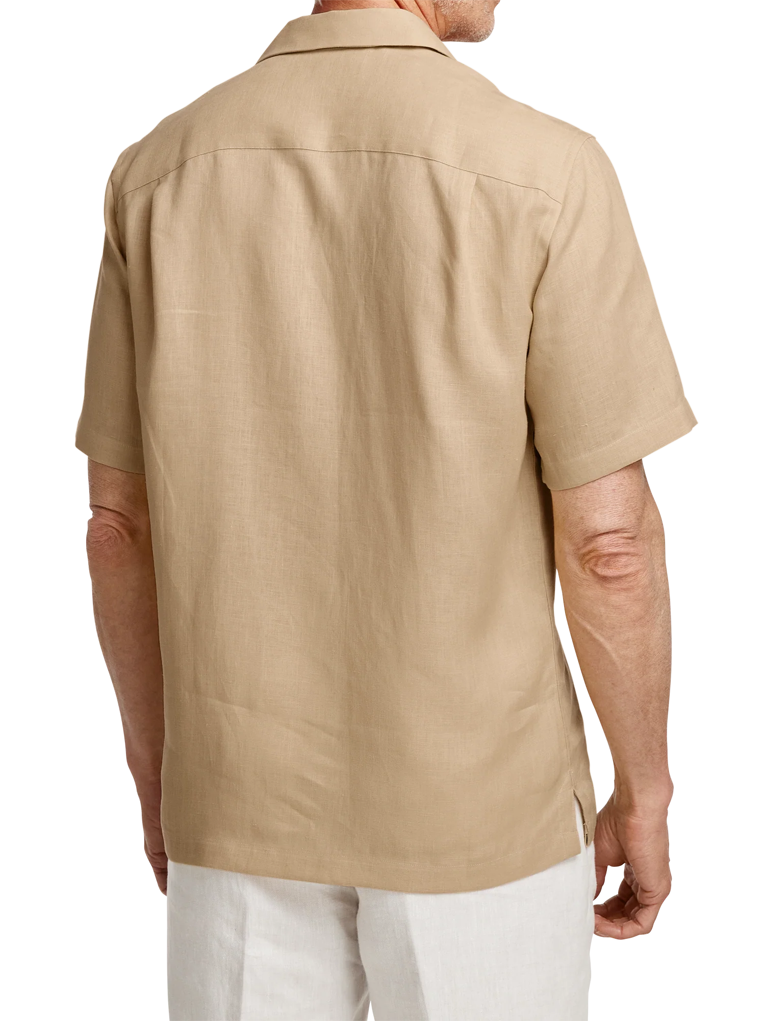 Linen Solid Casual Shirt - Tan - Image 5