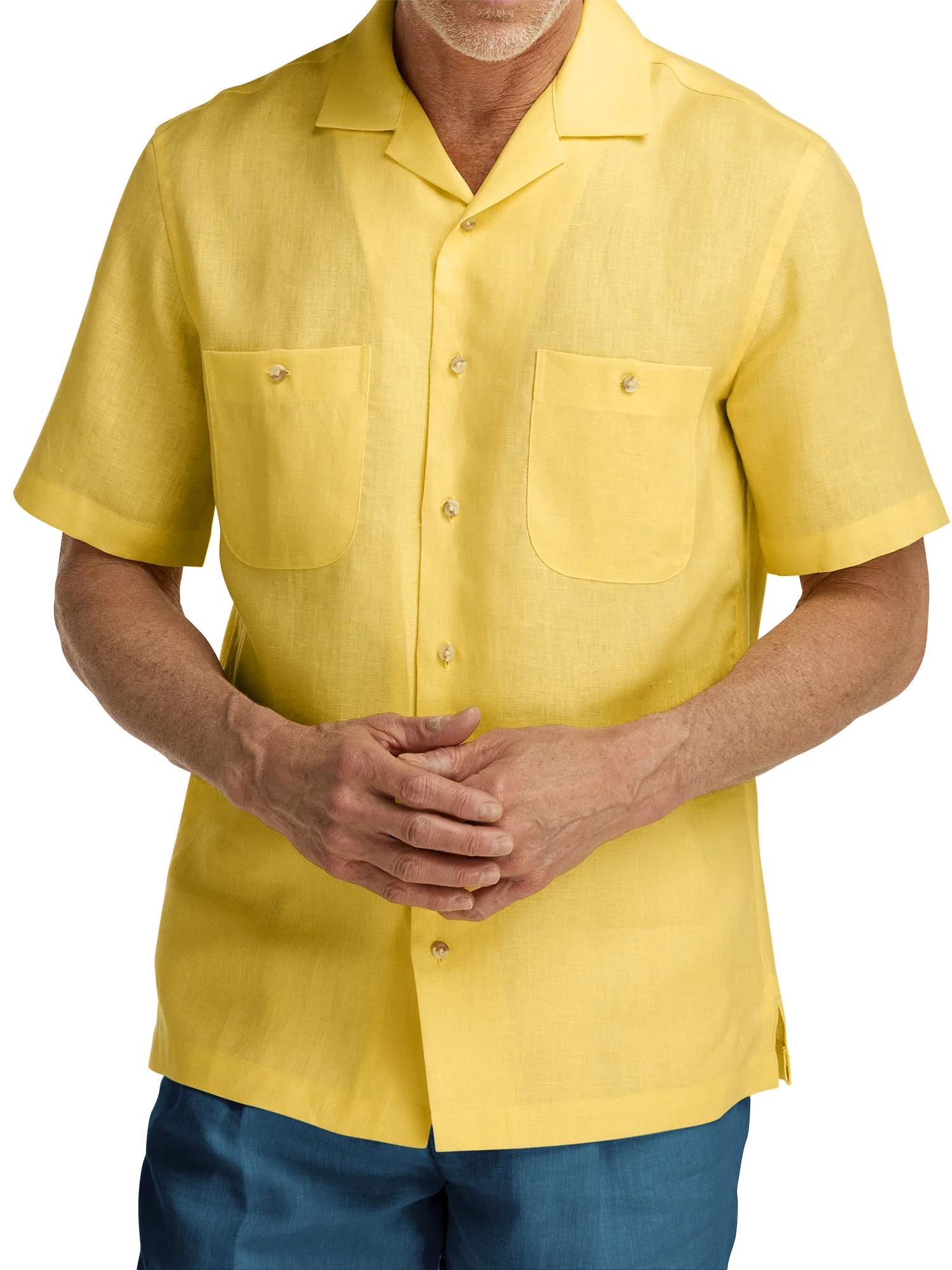 Linen Solid Casual Shirt - Yellow - Image 2