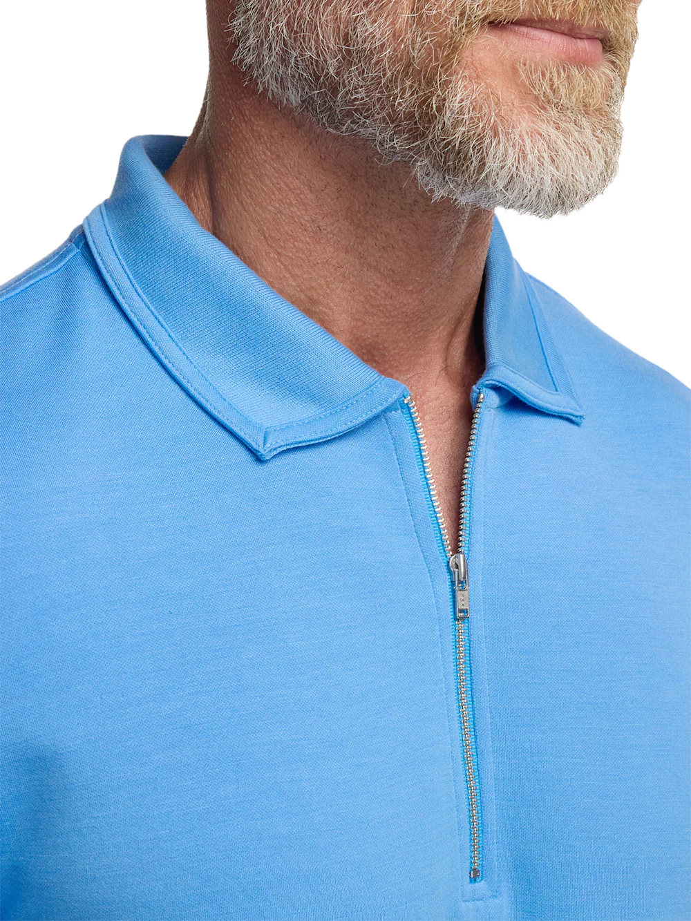 Lyocell Blend Quarter Zip Polo - Blue - Image 3