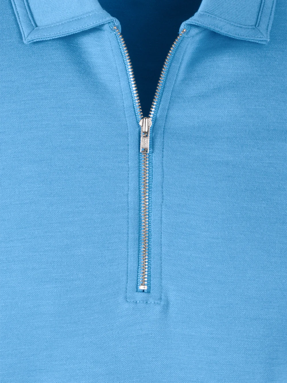 Lyocell Blend Quarter Zip Polo - Blue - Image 7
