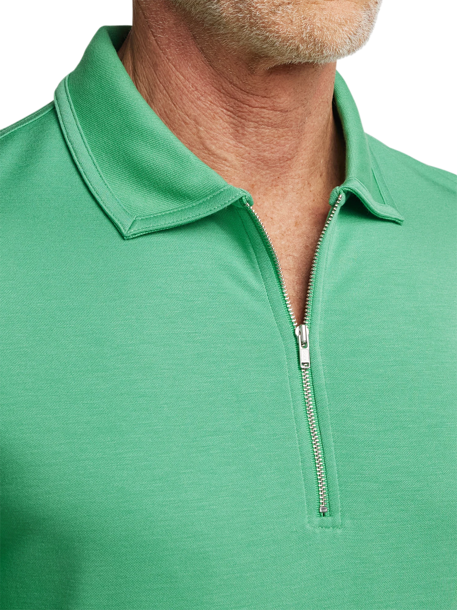 Lyocell Blend Quarter Zip Polo - Green - Image 3
