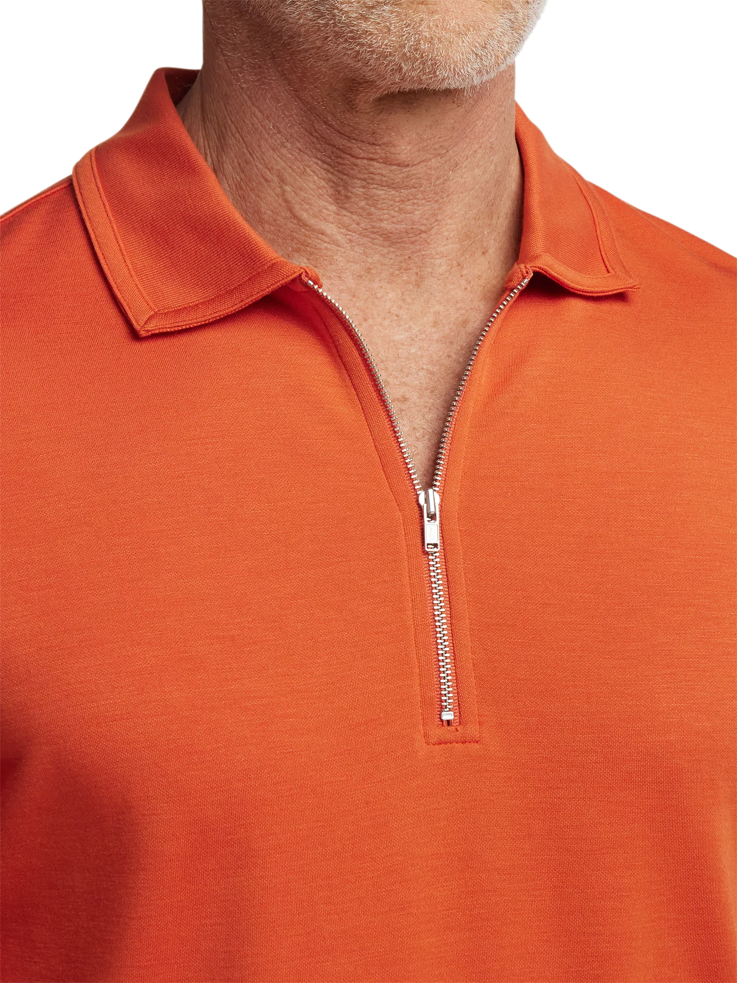 Lyocell Blend Quarter Zip Polo - Rust - Image 3