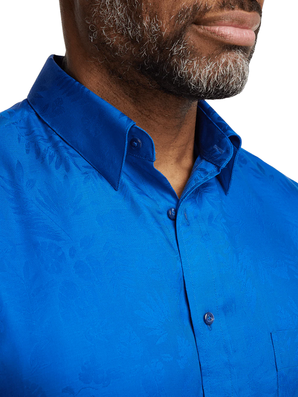 Lyocell Solid Jacquard Casual Shirt - Blue - Image 3