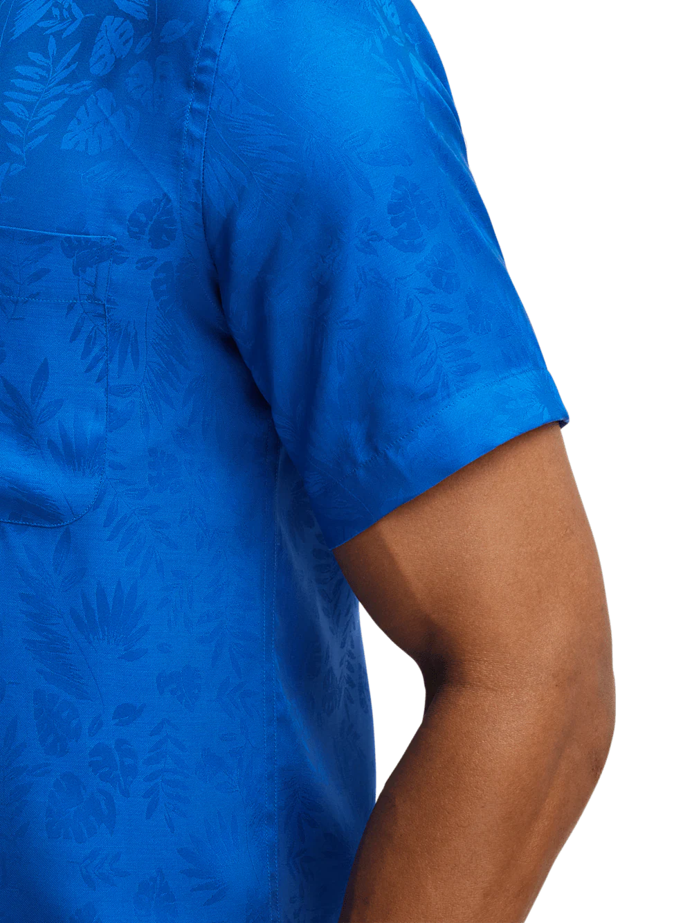 Lyocell Solid Jacquard Casual Shirt - Blue - Image 4