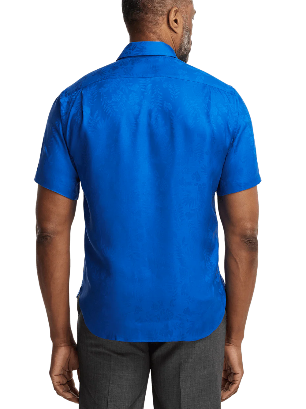 Lyocell Solid Jacquard Casual Shirt - Blue - Image 5