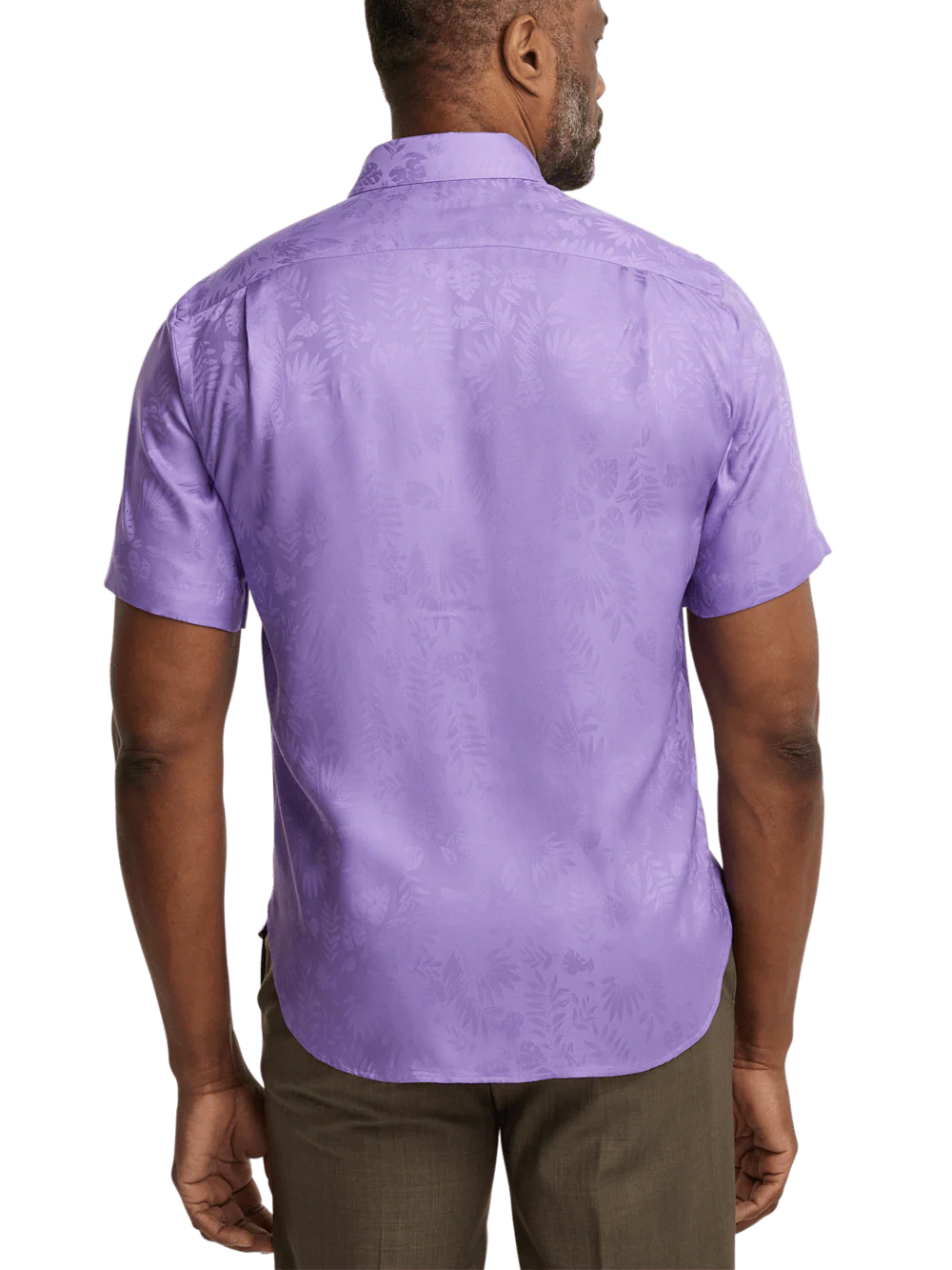 Lyocell Solid Jacquard Casual Shirt - Lavender - Image 5