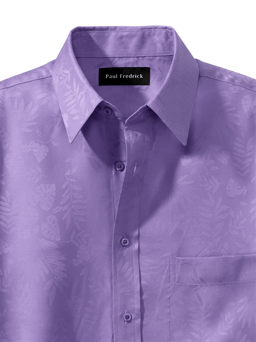 Lyocell Solid Jacquard Casual Shirt - Lavender - Image 6