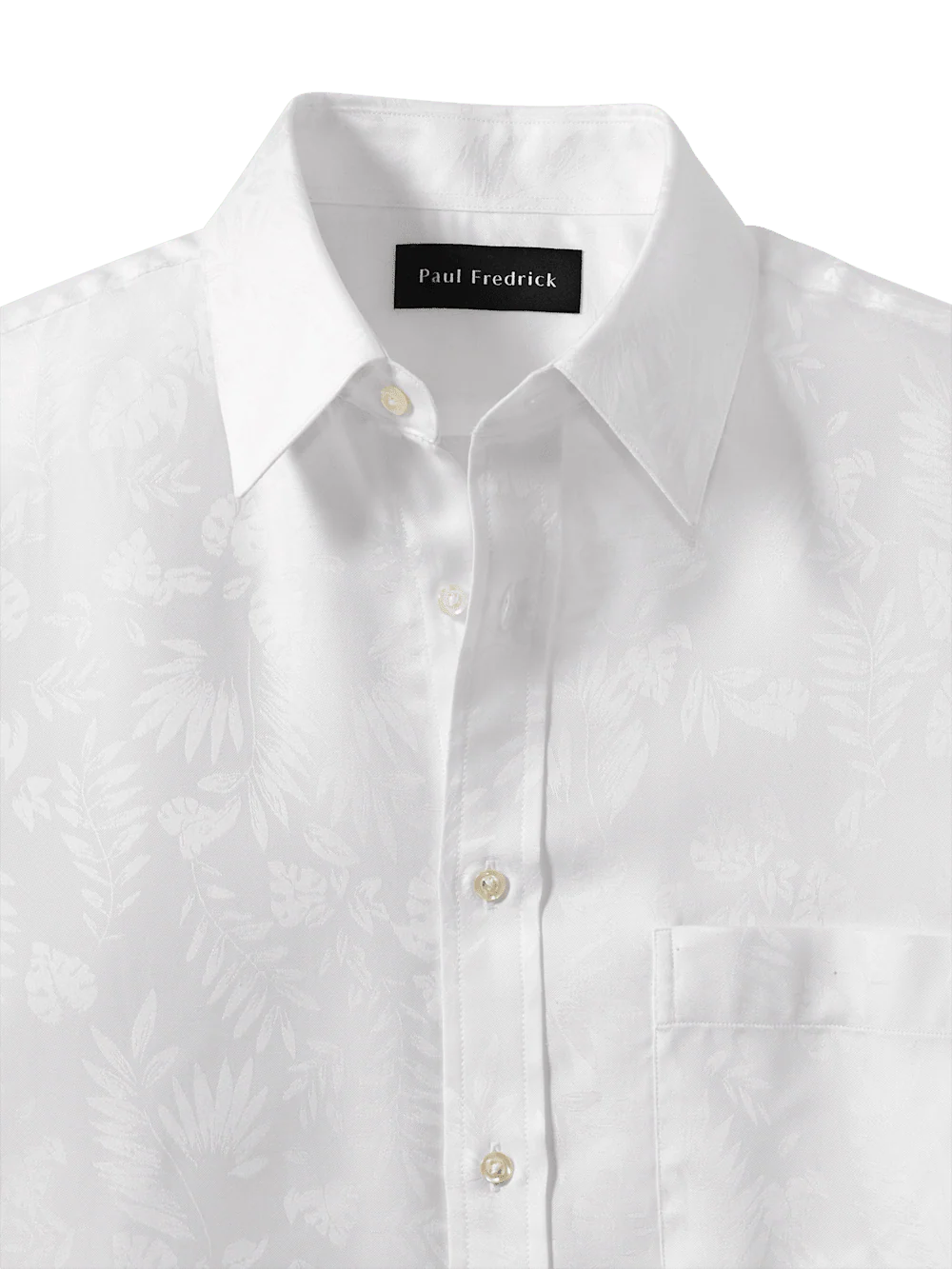 Lyocell Solid Jacquard Casual Shirt - White - Image 6