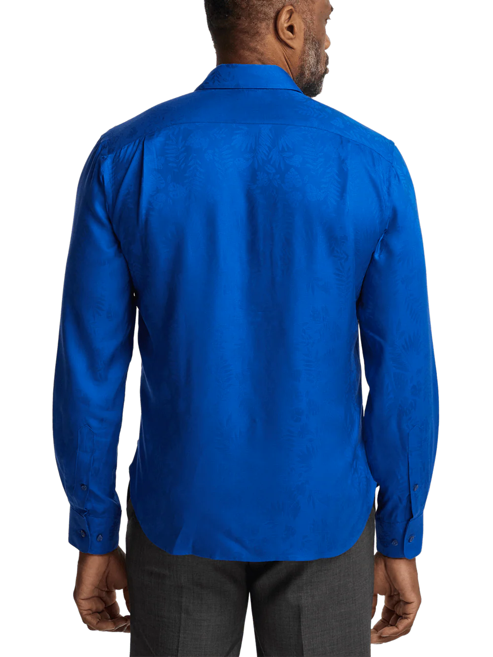 Lyocell Solid Jacquard Casual Shirt - Blue - Image 6