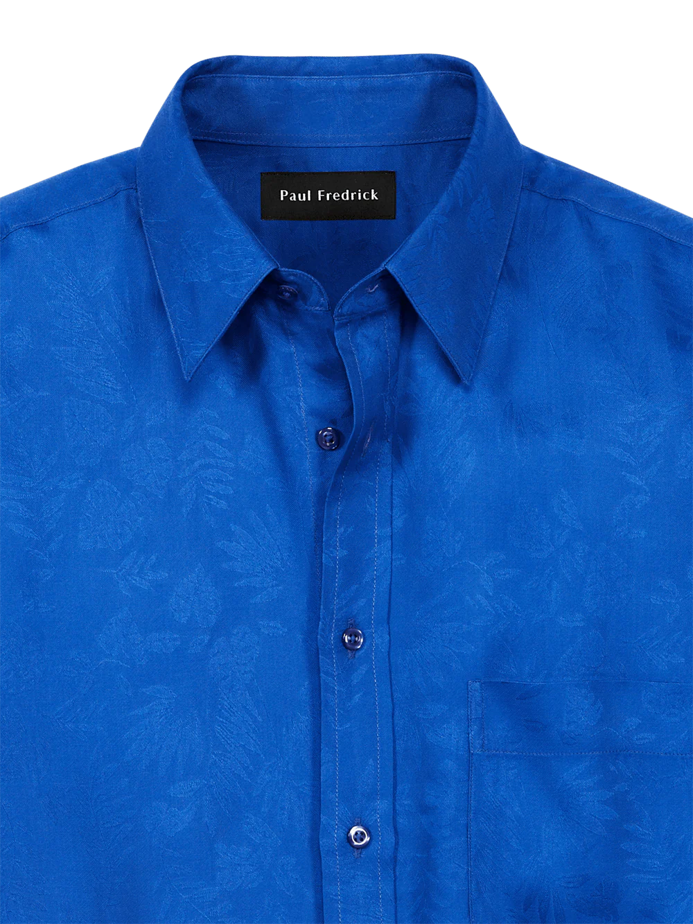 Lyocell Solid Jacquard Casual Shirt - Blue - Image 7