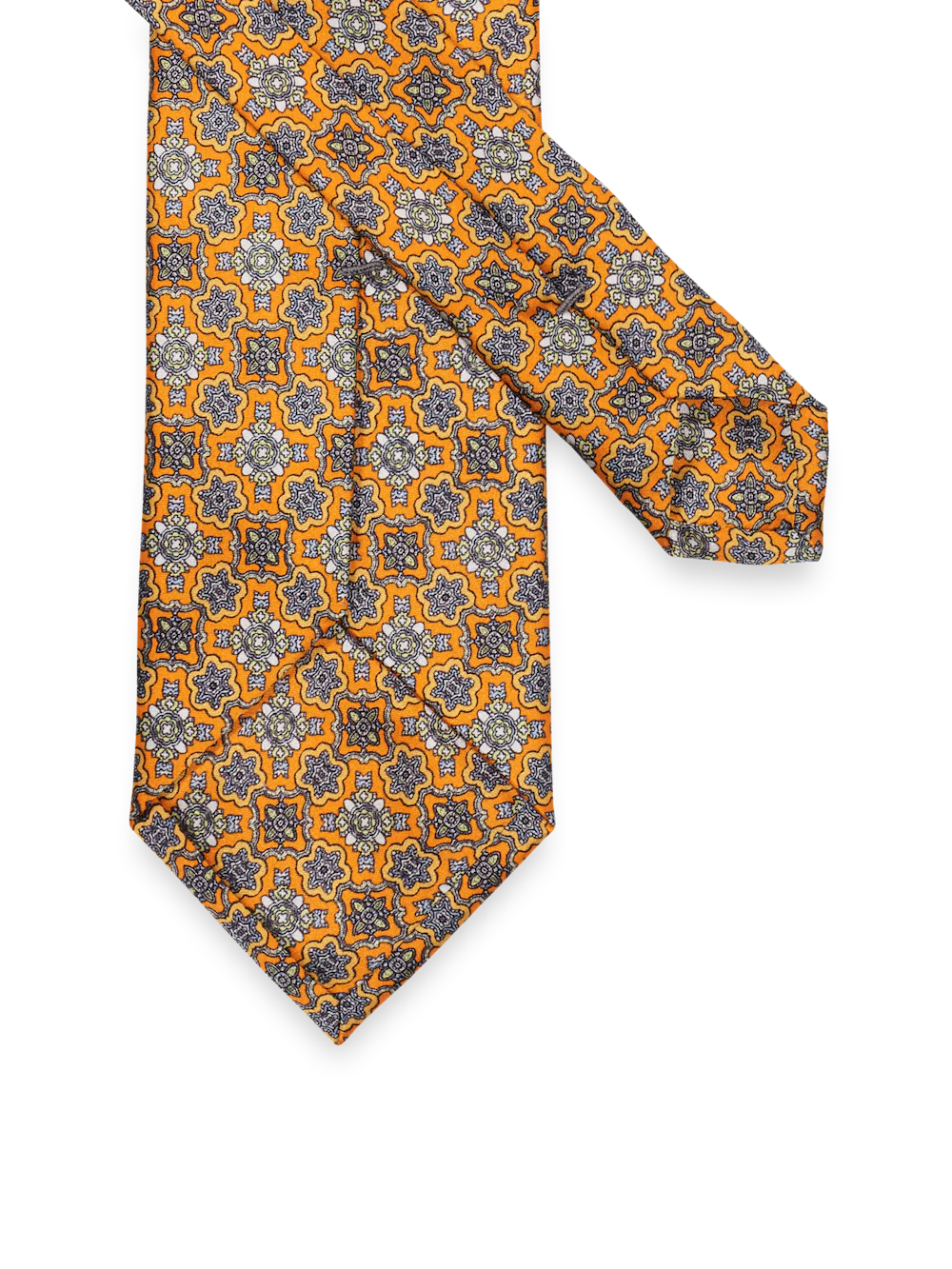 Medallion Italian Printed Silk Tie - Orange Multi - Image 2