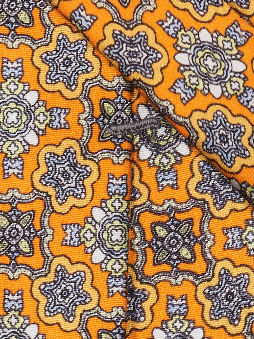 Medallion Italian Printed Silk Tie - Orange Multi - Image 3