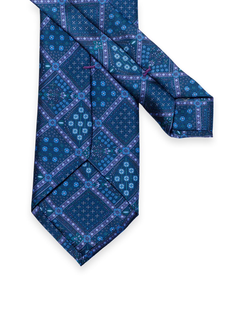 Medallion Printed Italian Silk Tie - Blue/purple - Image 3