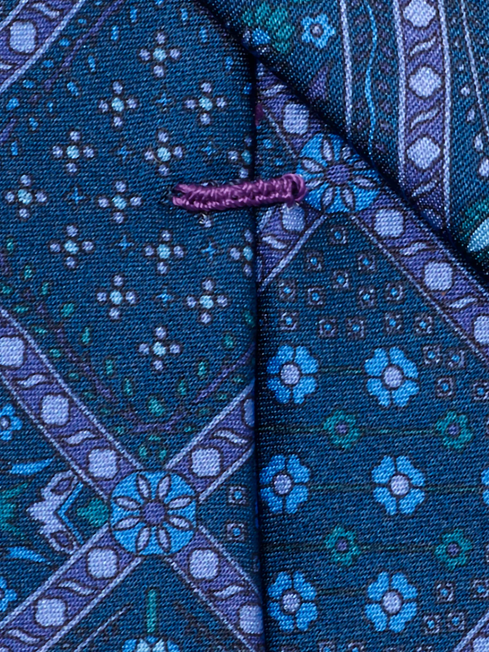 Medallion Printed Italian Silk Tie - Blue/purple - Image 4