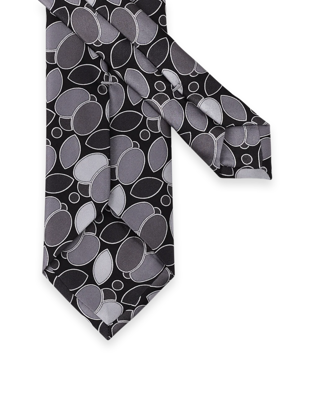 Medallion Printed Italian Silk Tie - Black - Image 3