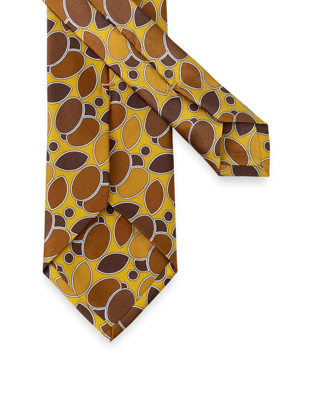 Medallion Printed Italian Silk Tie - Gold - Image 3