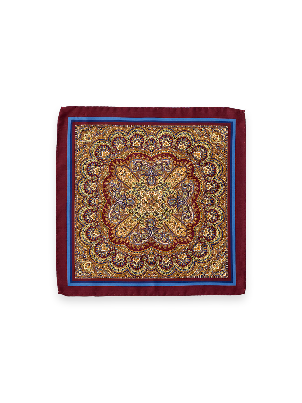 Medallion Silk Pocket Square - Burgundy Multi - Image 2