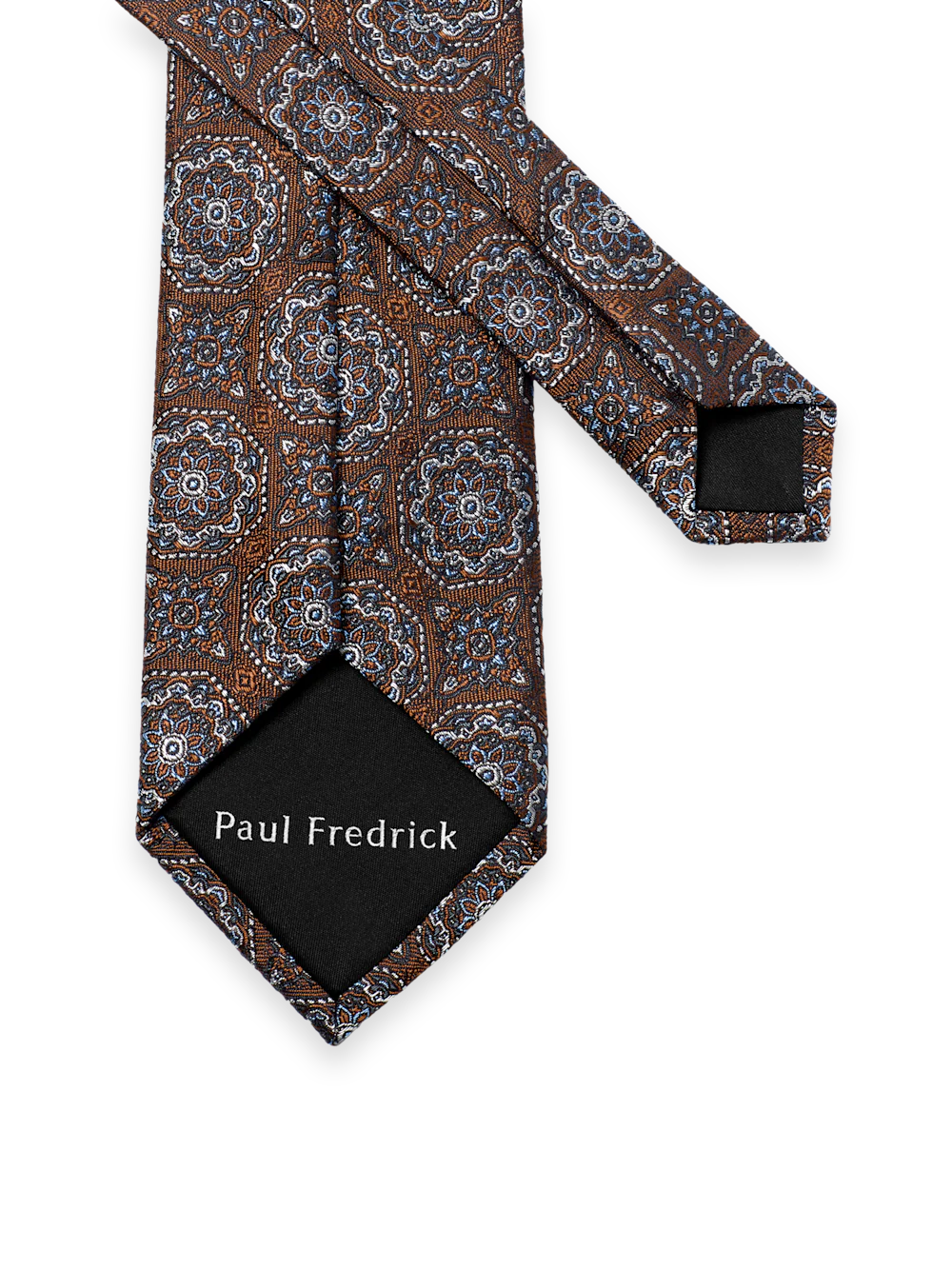 Medallion Woven Silk Tie - Brown Multi - Image 3