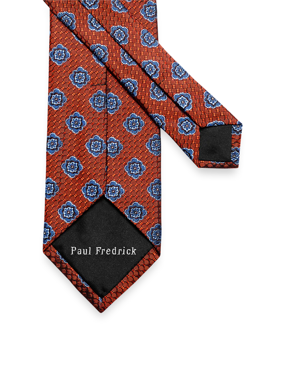 Medallion Woven Silk Tie - Orange/blue - Image 3