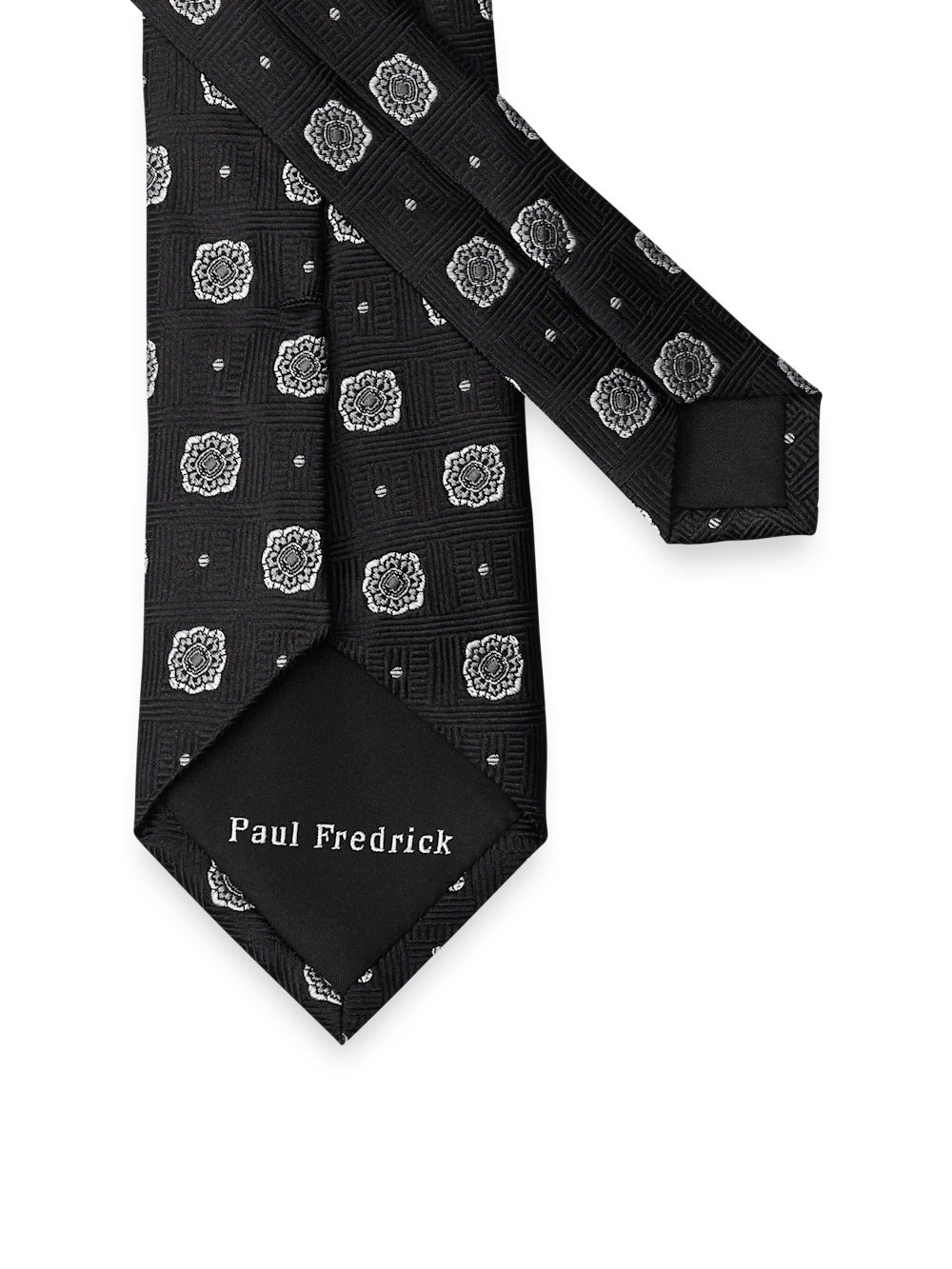Medallion Woven Silk Tie - Black - Image 3