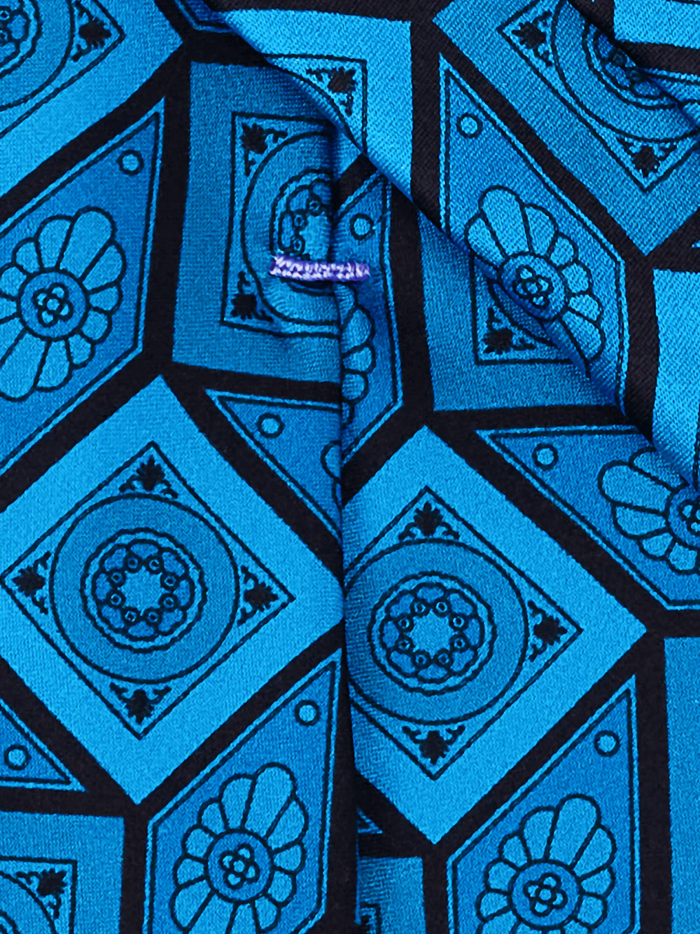 Medallion Woven Silk Tie - Teal - Image 4