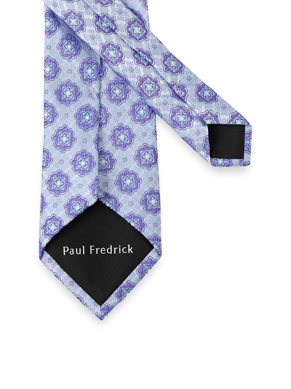 Medallion Woven Silk Tie - Purple - Image 3