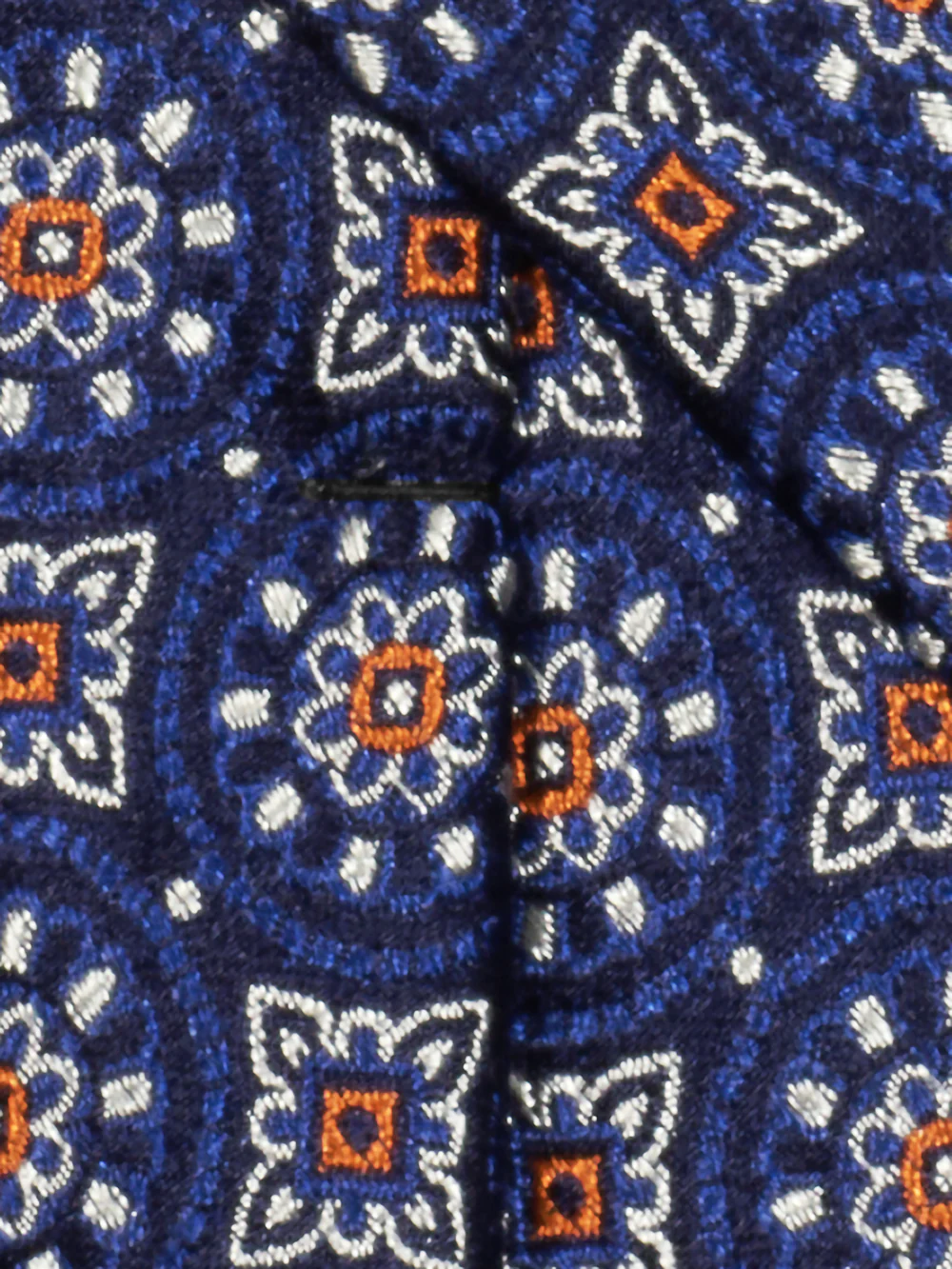 Medallion Woven Silk Tie - Navy/rust - Image 3
