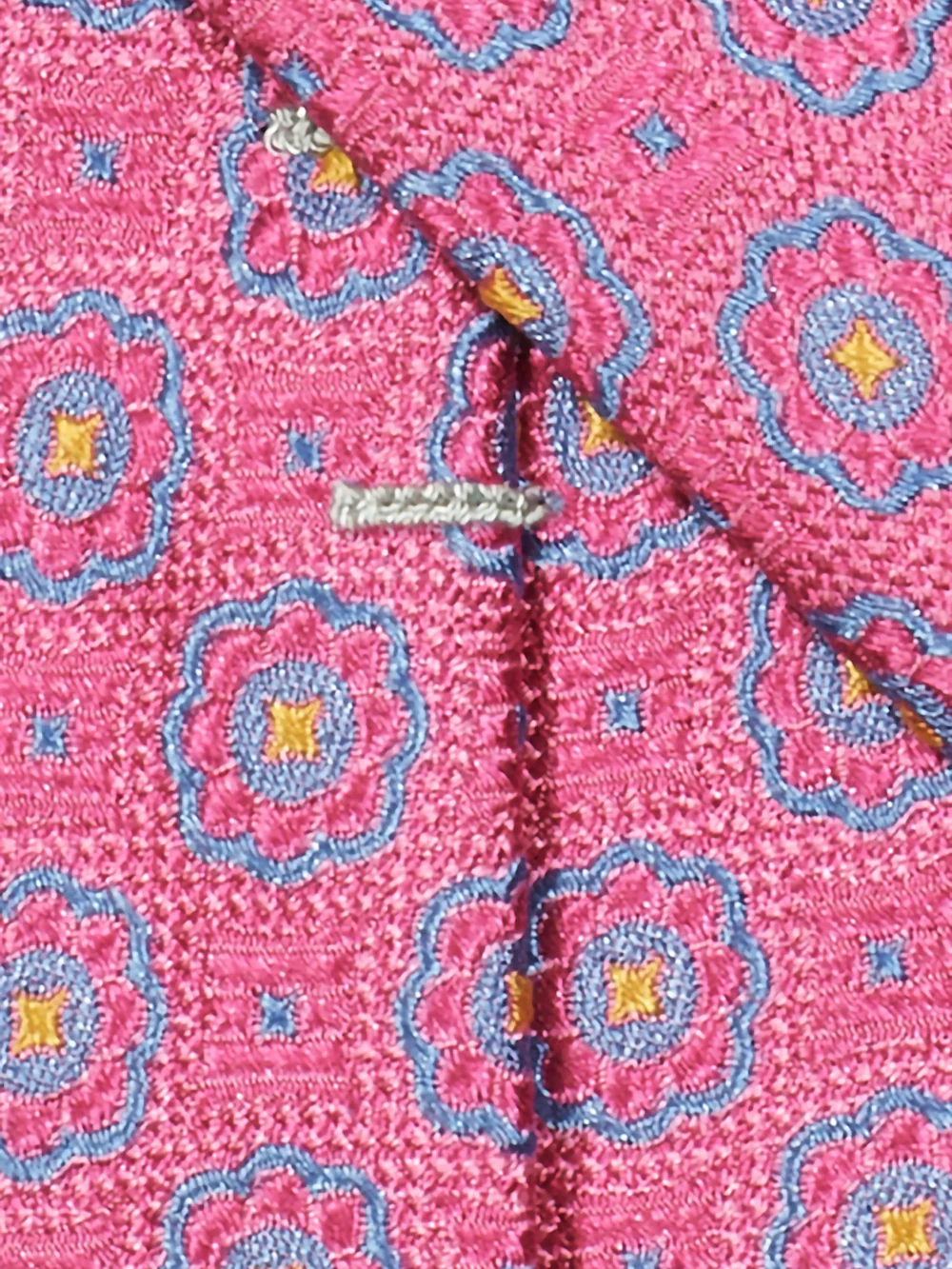 Medallion Woven Silk Tie - Pink Multi - Image 3