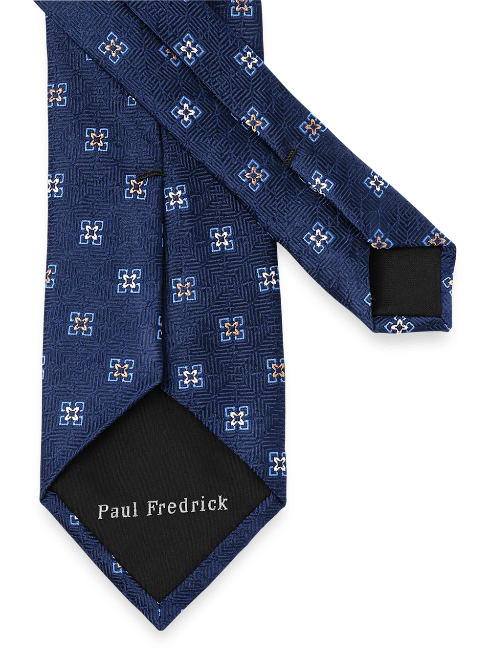 Medallion Woven Silk Tie - Navy - Image 3