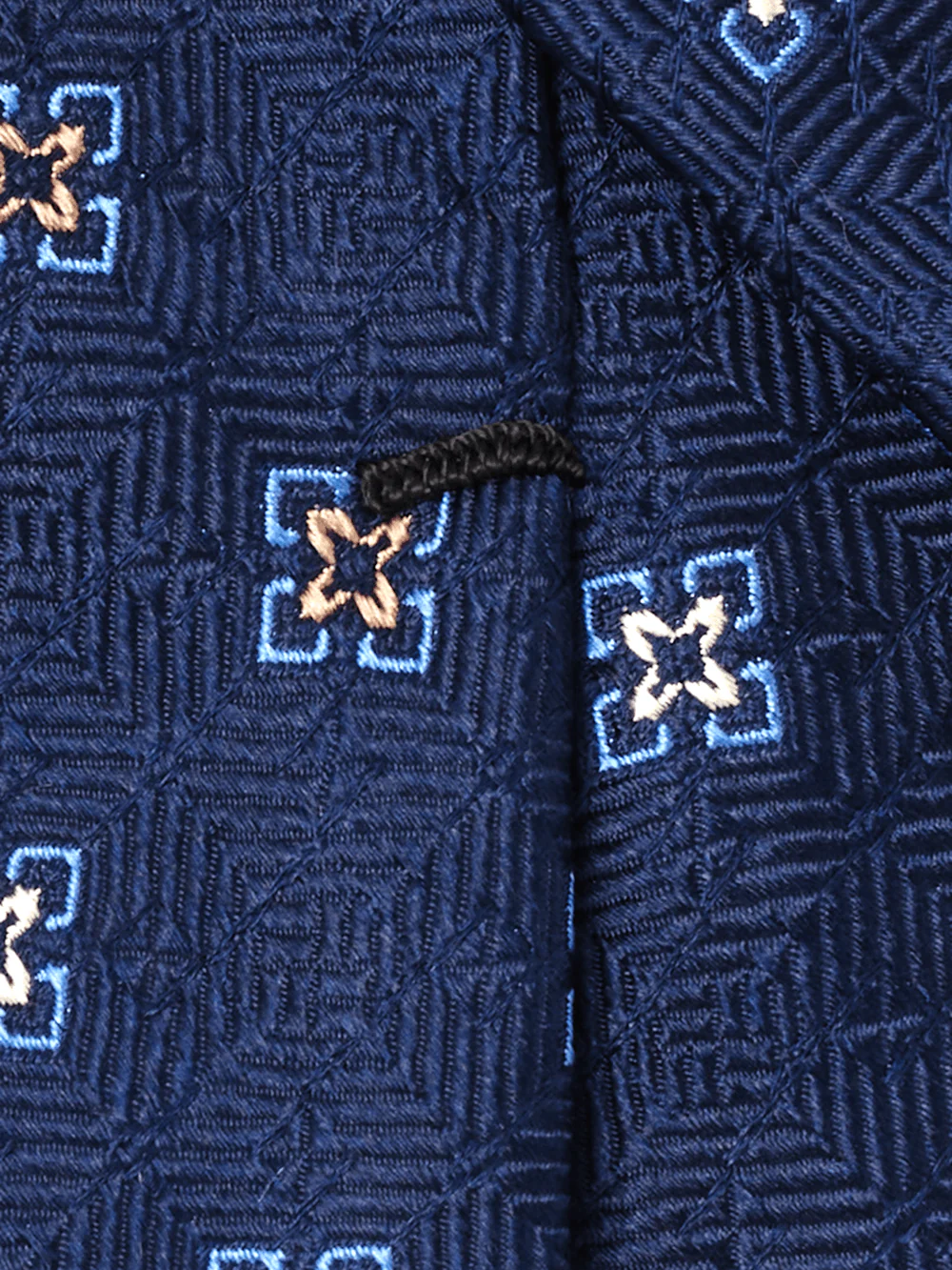 Medallion Woven Silk Tie - Navy - Image 4